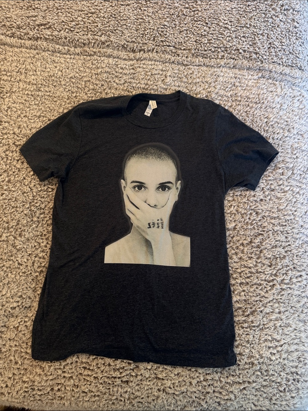 Sinead O’ Connor  Black Graphic Tee with Monochrome Portrait